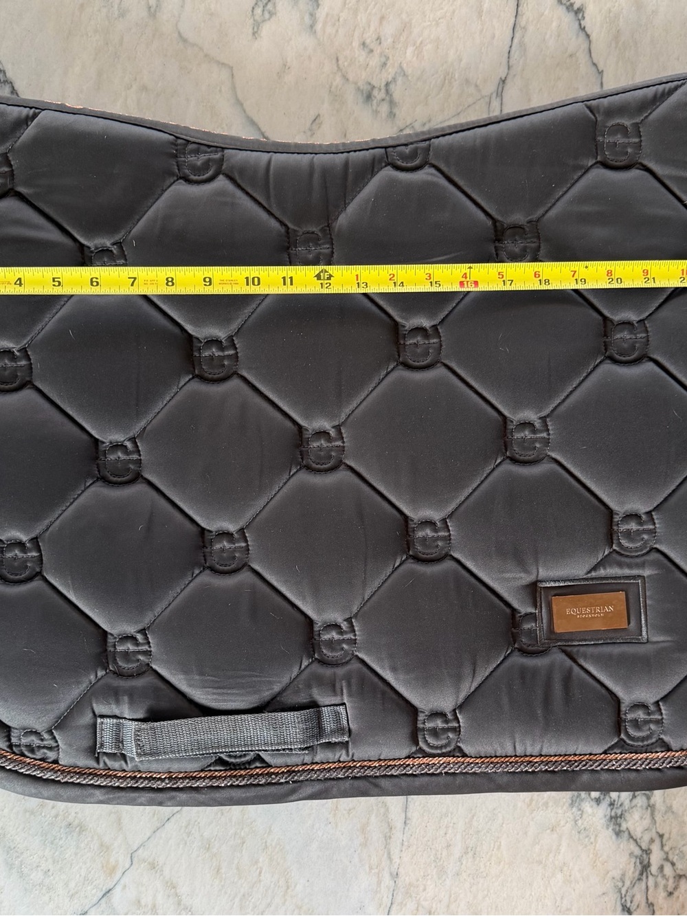 Equestrian Stockholm Quilted Saddle Pad in Dark Grey with Rose Gold Trim - Picture 5 of 14